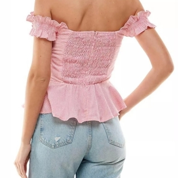 TCEC Pink Checkered Ruffle Blouse - Picture 2 of 3
